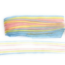 Multi Color Stripe Organdy Ribbon -Sheer Ribbon Quality Ribbon- 5 Yards - Blue, Yellow, Pink Stripe Ribbon
