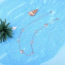 BEILIN 925 Sterling Silver Seabeach Conch Starfish Anklet for Women Teens (10 with 2 inches)