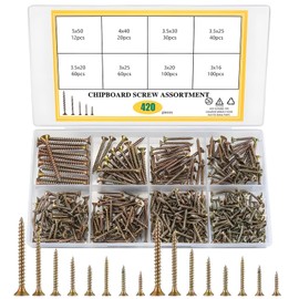 Wood Screws, 420 Pcs Zinc Countersunk Self Tapping Screws, Assortment Countersunk Screw Set for DIY Furniture Repairs