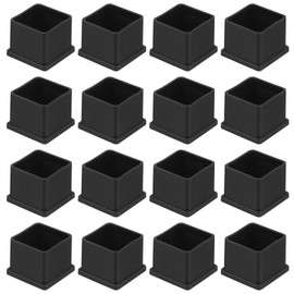 sourcing map 16Pcs PVC Square Chair Leg Caps, 32mm x 32mm OD Black Furniture Feet Pads Table Foot Cover Caps Floor Protectors for Patio Table Cabinet Bed Furniture