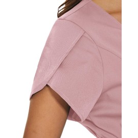 Scrubspro Scrub Tops for Woman - Stretch Womens Scrubs, Metal Zipper Scrubs Top with Belt, Women's Medical Scrub Shirts (Pink,Medium)