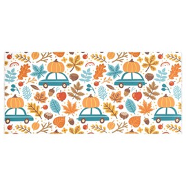 Kjovgcb Soft Women Long Scarf Satin Scarves Wraps Neckerchief Linen Silk Shawl Large Stole Headscarf for Wedding Party Gift Print Pumpkins on Car Acorns Autumn Floral Falling Leaves