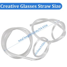 Pack of 4 Novelty Glasses Straw, Straw Glasses, Reusable Straw Glasses, Crazy Fun Loop Straws, Flexible Multicoloured Straws for Birthday Parties, Party Game, Transparent