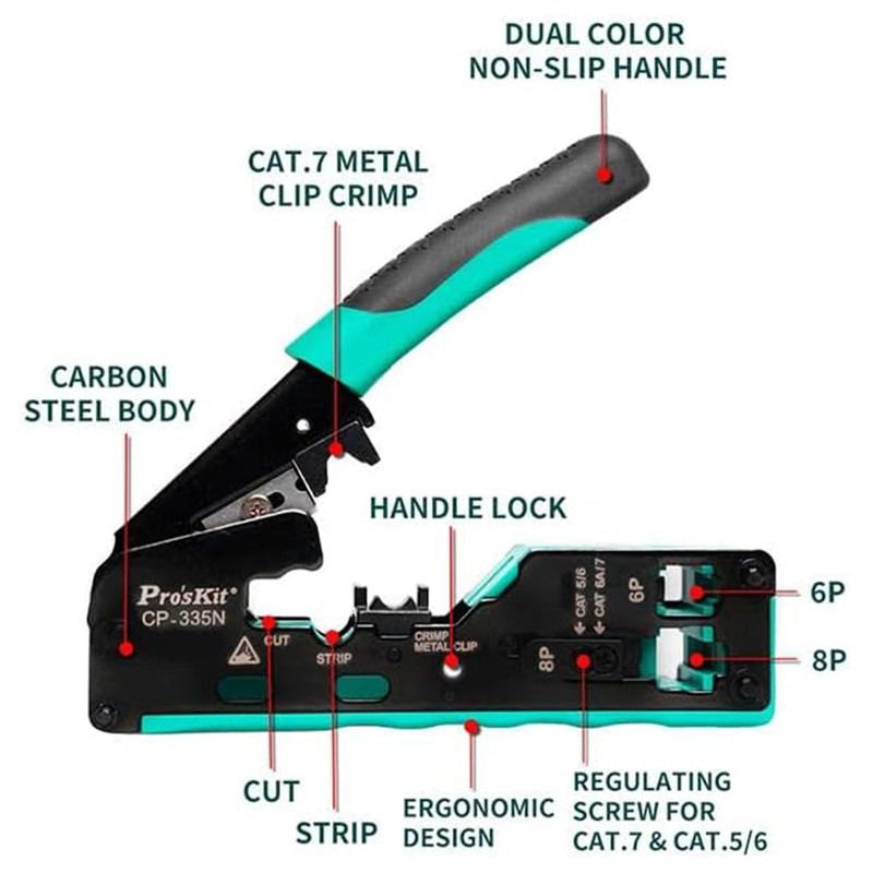 Pro'sKit Tool solutions CP-335N CAT.5/6/7 Modular Plug crimping Tool Parallel