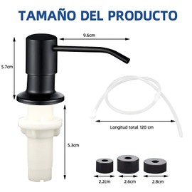 YOGONEV Dispensador De Jabón para Fregadero, Jabonera Cocina con Tubo De Extensión 46in, dispensador de jabón con Bomba de Acero Inoxidable，Apto para Todo Tipo De Jabones (Negro)