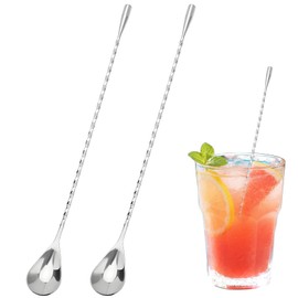 Set of 2 bar spoons, long spoons, cocktail spoons, cocktail spoons, iced coffee spoons, long, long handle, spoon long handle, spoon long stainless steel, for martinis, coffee, bar, cocktail shaker