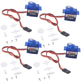 Stemedu 4 PCS FT90R Mini Digital Servo - Rotates 360 Degree Small Servos - Continuous Rotation RC Micro Servo for Helicopter Car Boat