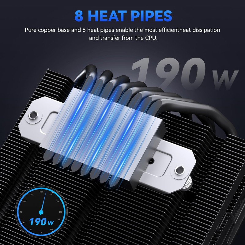 Low Profile CPU Cooler:75mm Height CPU Air Cooler 8 Heatpipes
