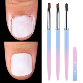 INENK Nail Art Clean Up Brushes for Cleaning Polish Mistakes on the Cuticles, Acetone Resistant Nail Brush, Fingernail Cleaning Brushes for Nail Art and Designs (Round&flat&Bevel)