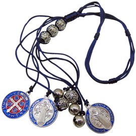 St Benedict Home Protection Door Hanger with Mini Bells and Medals Prayer Card Set