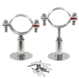 1 Pcs 1inch Adjustable Ceiling Pipe Support Stainless Steel Pipe Bracket OD Pipe 32-34mm, Wall Mount Clamp Bracket Kit with Screws, Ideal for Pipe, Tube or Rod Fixing (50-95mm)