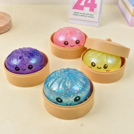 Expressive Dumpling Squishy Blind Box, Soft TPR Sensory Fidget Squeeze Toy, Random Style Bun Collectible, Unboxing Surprise Gift for Kids Easter and Valentines Day