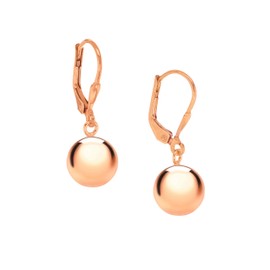 Tuscany Silver Women's Sterling Silver Rose Gold Plated 10mm Ball Drop Earrings