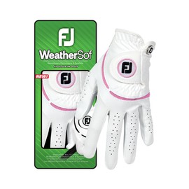 FootJoy WeatherSof Women's Golf Glove, White/Pink
