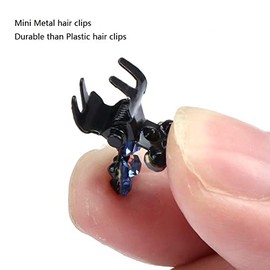 Belicia Hair Claw Clips, 12 pcs Mini Hair Clips No-Slip Grip Jaw Clips Glitter Teeth Clips Rhinestone Hair Clips Metal Clamps Mix Colored Flower Hair Accessories for Women Girls