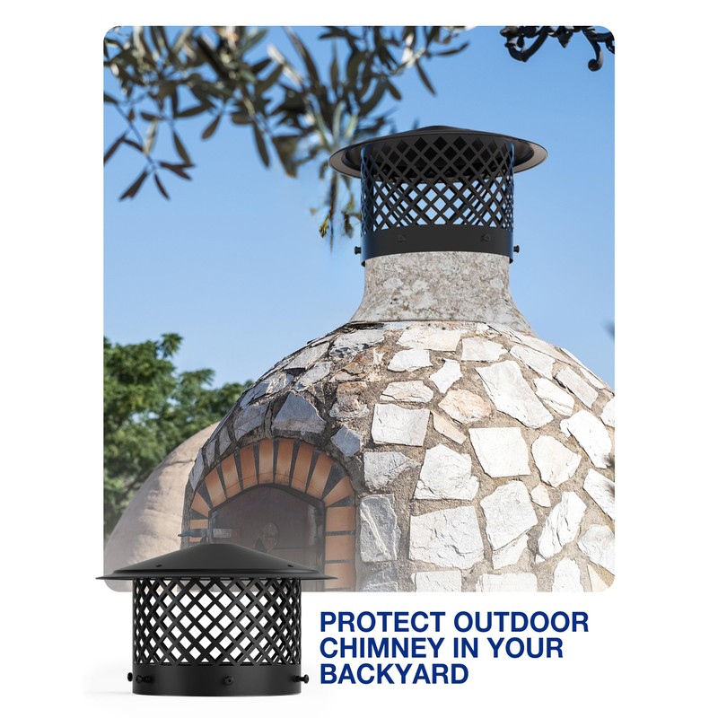 Hahaemall 8 Inch Chimney Cap Round Chimney Cover, Fireplace Chimney