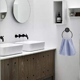 HighFree Industrial Towel Ring, Farmhouse Pipe Hand Towel Holder, Matte Black Wall Mounted Bathroom Hardware, Rustic Towel Ring for Bathroom (1)