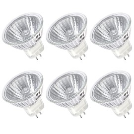 MR16 Halogen Bulb 35W Dimmable 12V GU5.3 Bi-pin Base Spotlight with Long Lifespan, 6 Pack MR16 Bulbs with Clear Glass Cover for Landscape Lights, Track Lights, Fiber Optics, 2700K Warm White