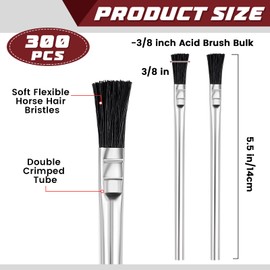 Lallisa 300 Pcs Acid Brush Bulk 3/8 Inch Wide Horsehair Acid Flux Brushes Epoxy Wood Glue Brush Tin Handle Disposable Glue Brushes for Soldering Woodworking Painting Cleaning Crafting Home Shop