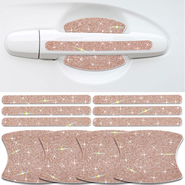 Gengki 10Pcs Car Door Handle Bling Rhinestones Stickers Universal Auto