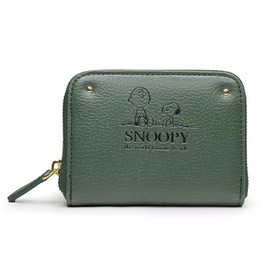 Snoopy Wallet, Coin Case, Coin Purse, Round Zipper, Mini Wallet, Women's, Simple, For Adults, Charlie Brown, Cute, SNOOPY Characters, Bellows, Cute, Small, Bellows, Wallet, Short Wallet, green, One