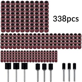 338pcs Sanding Drum Kit with Free Box fits Dremel Includes Rubber Drum Mandrels - 1/2, 3/8 & 1/4"#21-MST