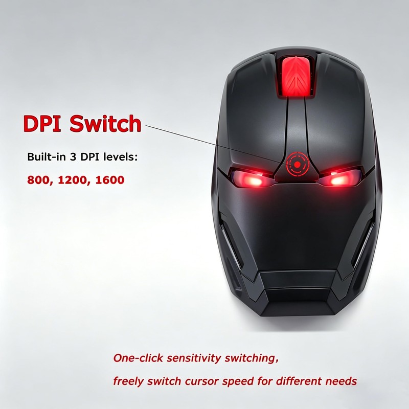 WUQIDA Cool Wireless Mouse with Unique Futuristic Armor Design, a