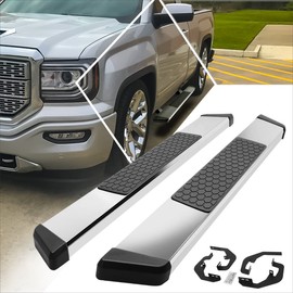 [Pair] 5.5 Inch Chrome Stainless Running Boards/Side Steps/Nerf Bars Compatible with 07-19 Silverado Sierra Standard Cab