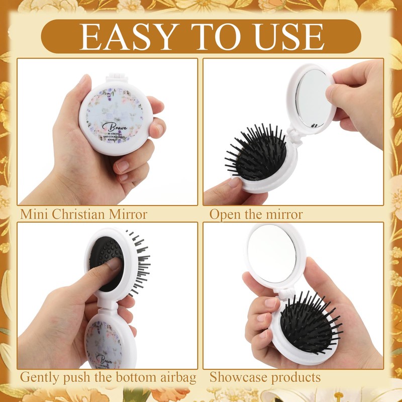 20 Pcs Christian Gifts Bulk for Women, Foldable Hair Brush