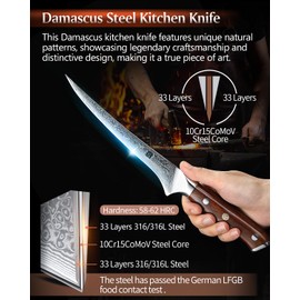 XINZUO Fillet Knife for Fish 7 Inch, Super Sharp Damascus Steel Fish Fillet,Professional Boning Fishing Knife for Chefs and Home Cooking, Rosewood Handle