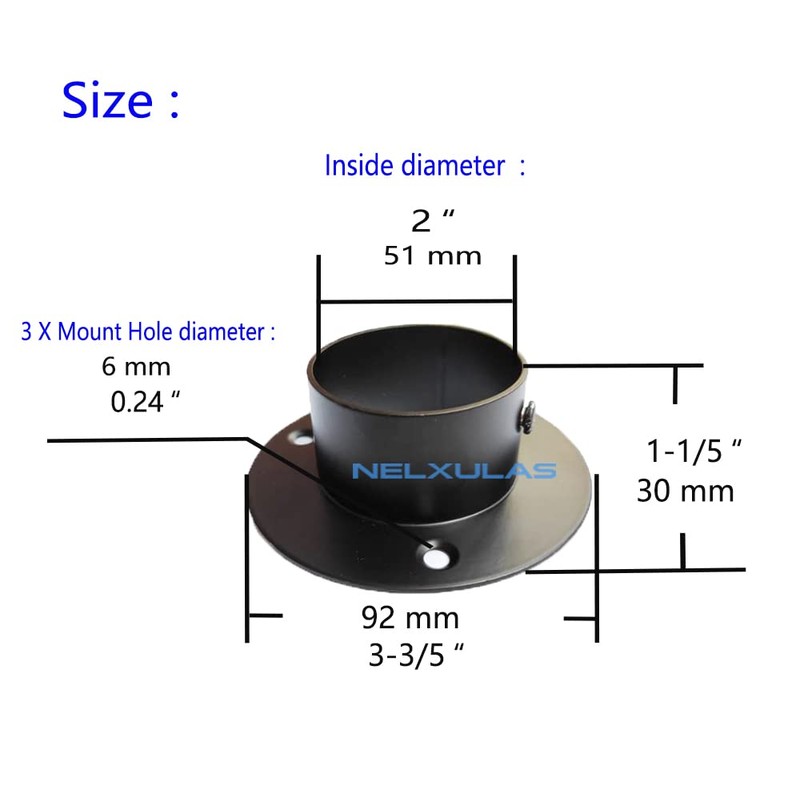Stainless Steel Heavy Duty Closet Rod Holder,Shower Curtain Rod End