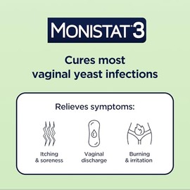 Monistat 3 Tratamiento Vaginal Antifúngico 3 días de tratamiento, paquete combinado, 443005A2C, paquete combinación cura y picazón supositorios, Blanc