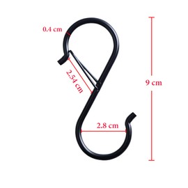 Swatowot® Pack of 10 Safety Buckle Design S-Hooks 9 cm S-Hooks for Hanging S-shaped Hooks for Utensils and Cabinet Rod, Black S-Hooks for Hanging Plants, Pots and Pans