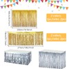 AHANDMAKER 4 Pack Metallic Foil Fringe Tinsel Table Skirts for