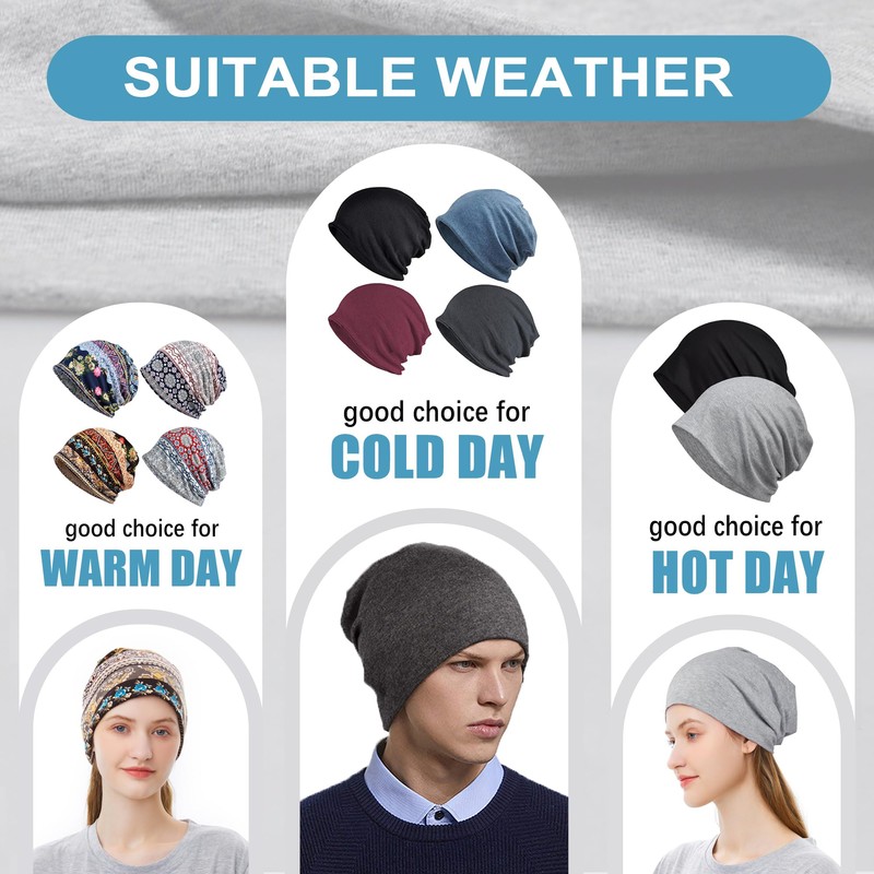 ELLEWIN Cotton Slouchy Beanie Hip-Hop Soft Lightweight Running Beanie Adult