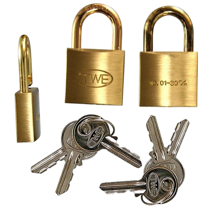 Wake Sangyo TWE VA-030 Keyed Cylinder Lock, Brass, 1.2 inches