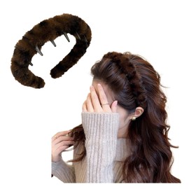 Leopard Plush Headband for Washing Face Make Up Head Bands for Women's Hair Non Slip Hairband Headbands with Teeth for Women Leopard Headband for Women Hair Accessories for Girls