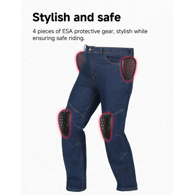 Motorcycle Riding Pants for Men Casual Motorcyle Jeans Blue