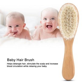 Soft Goat Hair Brush for Babies, Hair Brush for Toddlers, Baby Brush Comb, Head Massage Care Handle Brush for Toddlers with Wooden Handle, Environmentally Friendly Daily Care for