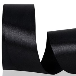 Black Ribbon 1-1/2 Inch, 25 Yards/roll Solid Satin Ribbon for Gift Wrapping, Bow & Eternal Flower Making, Floral Bouquets, Party Decoration.