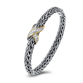 UNY Jewel Fashion Brand Hardy Jewelry Foxtail Chain Wire Cross Vintage Bangle Elegant Beautiful, 50mm, Alloy