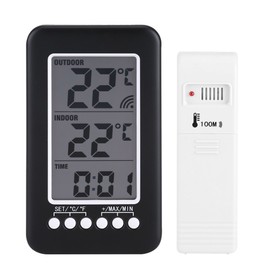 LCD Digital Wireless Thermometer with Indoor and Outdoor Electronic Temperature Sensor Meter Clock Wireless Transmitter Household Thermometer
