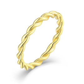 Vemhel Twisted Rings 925 Sterling Silver Stackable Ring Jewelry Gifts for Women, 8, No Gemstone, 18K Gold Plated, NR86180H-size8