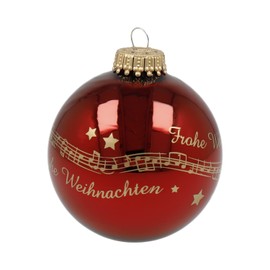 Christmas Bauble Music Line Silent Night 7 cm Glass - Beautiful Gift for Musicians (Bordeaux)