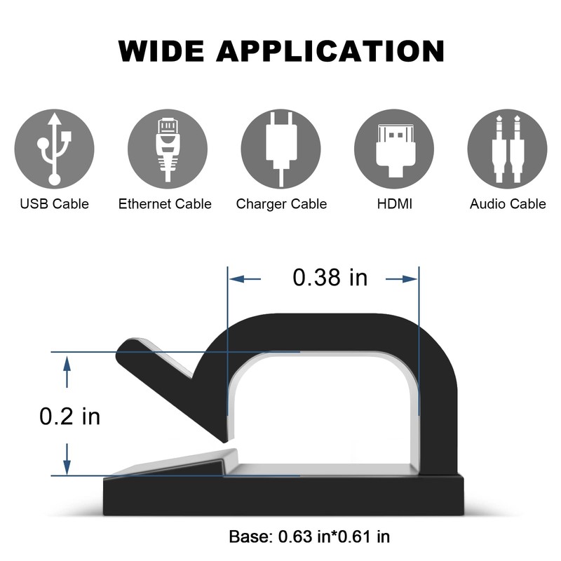 100 PCS Adhesive Cable Clips (Small, White&Black), Upgraded Wall Wire