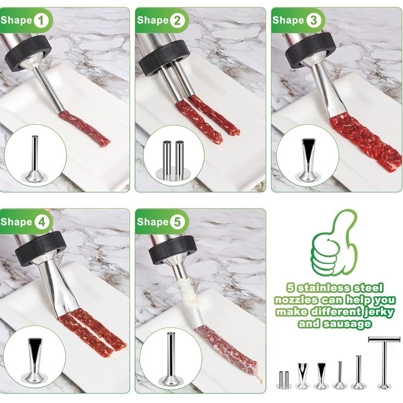 Large Capacity Jerky Gun Kits, Jerky Cannon, Stainless Steel Jerky