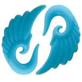 CloseoutWarehouse Acrylic Angel Wings Glow in The Dark Light Blue Earplugs Size 4G