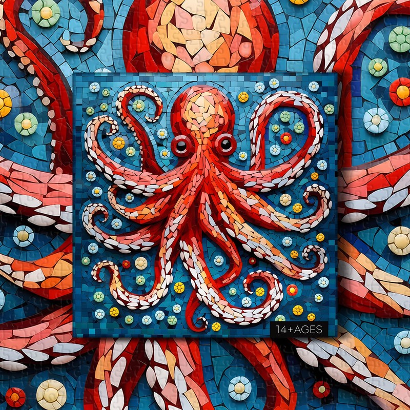 Mosaic Octopus Puzzles for Adults 1000 Pieces, Ocean Octopus Animals