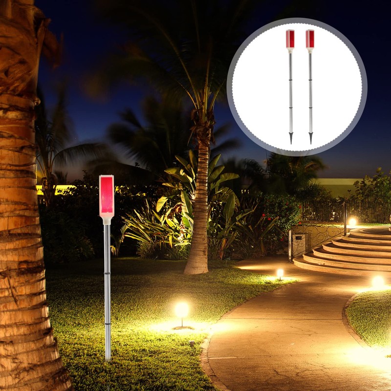 Uonlytech 2Pcs Solar Warning Landscape Lighting Solar Driveway Markers Driveway