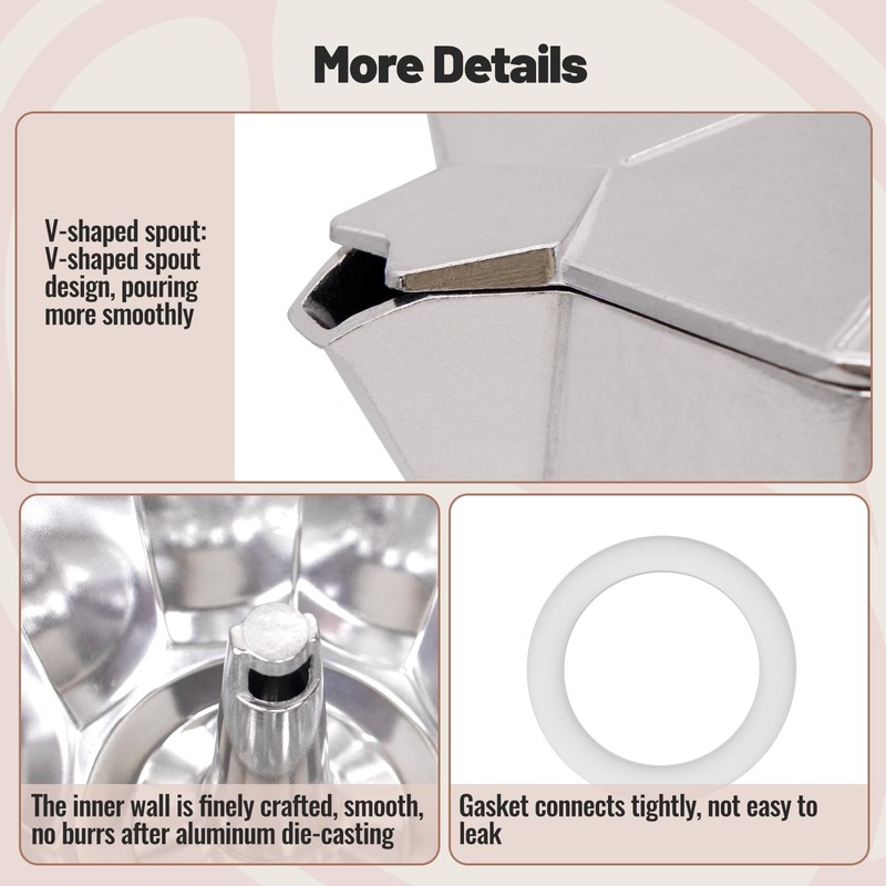 Vaolvpant 2 Cup Aluminum Moka Pot Classic Stovetop Espresso Coffee